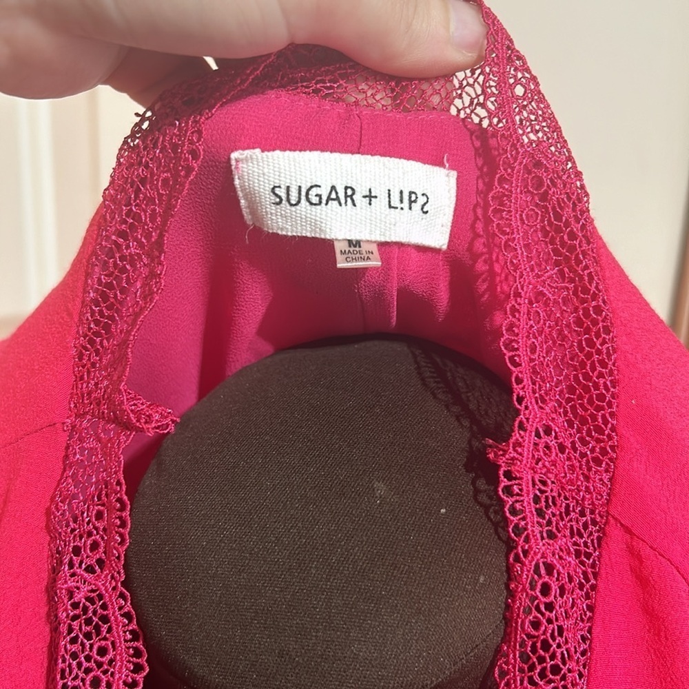 Sugar + L!ps Magenta Pink Swim Cover Up Tunic w/ Statement Sleeves Size Medium - Picture 5 of 5